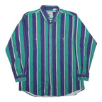 MID-WEST GARMENT CO Mens Blue & Green Striped Cotton Blend Shirt L Casual