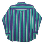 MID-WEST GARMENT CO Mens Blue & Green Striped Cotton Blend Shirt L Casual