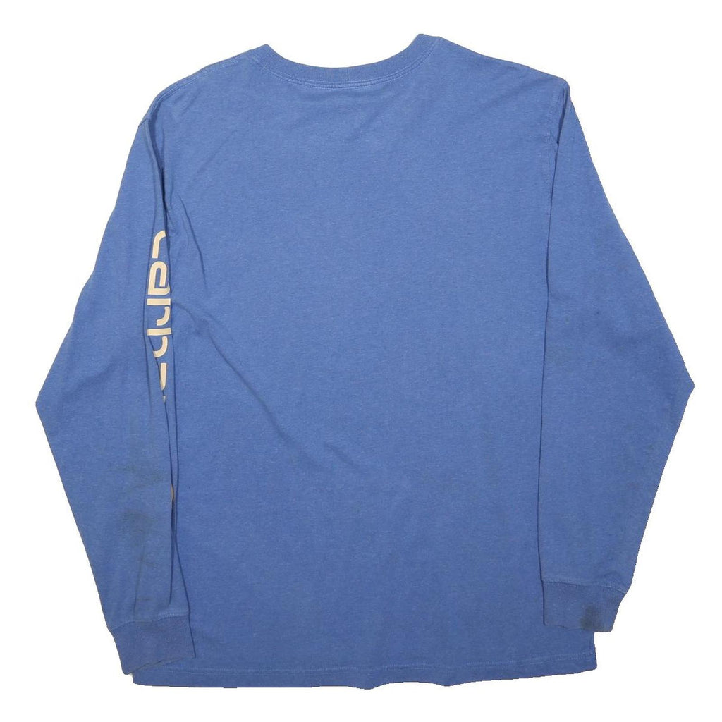CARHARTT Mens Blue Long Sleeve Crew Neck T-Shirt M Cotton Blend Logo Sleeve