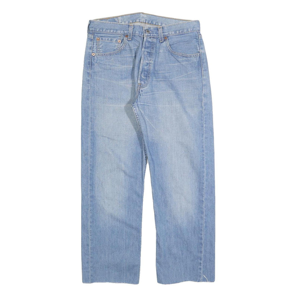 LEVI'S 501 Mens Jeans Blue Regular Straight Denim Light W32 L26 Button Closure