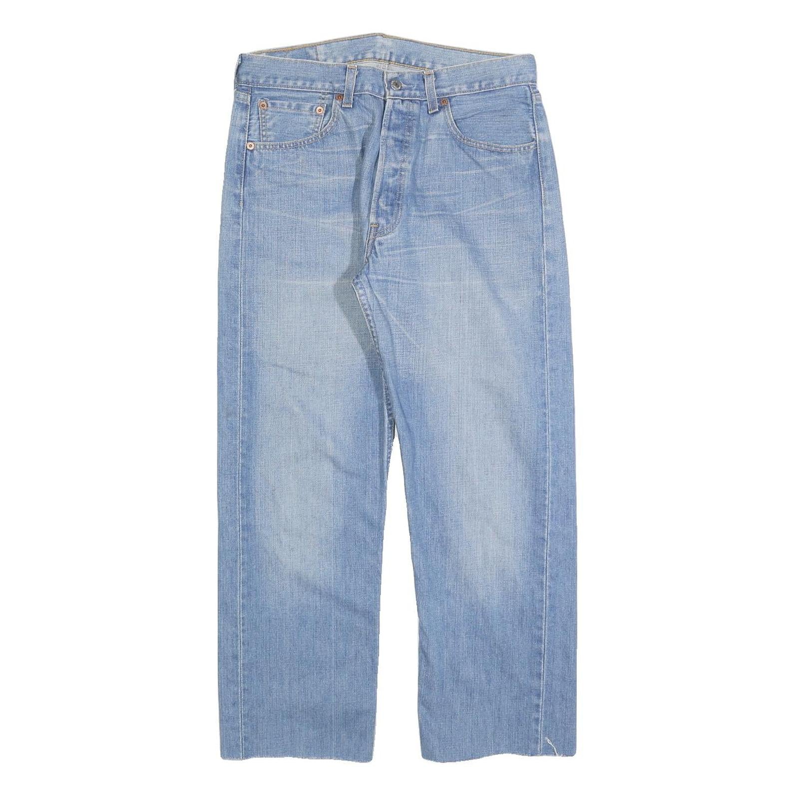 LEVI'S 501 Mens Jeans Blue Regular Straight Denim Light W32 L26 Button Closure