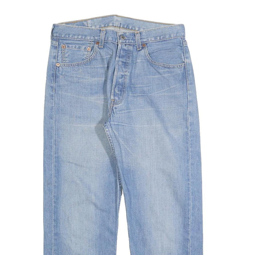 LEVI'S 501 Mens Jeans Blue Regular Straight Denim Light W32 L26 Button Closure
