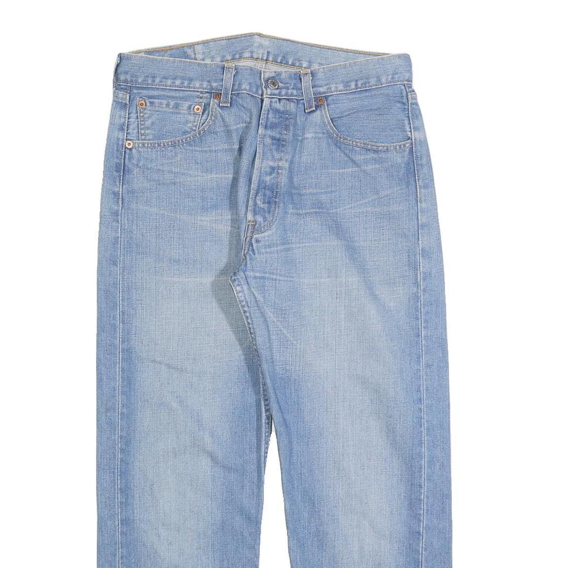LEVI'S 501 Mens Jeans Blue Regular Straight Denim Light W32 L26 Button Closure