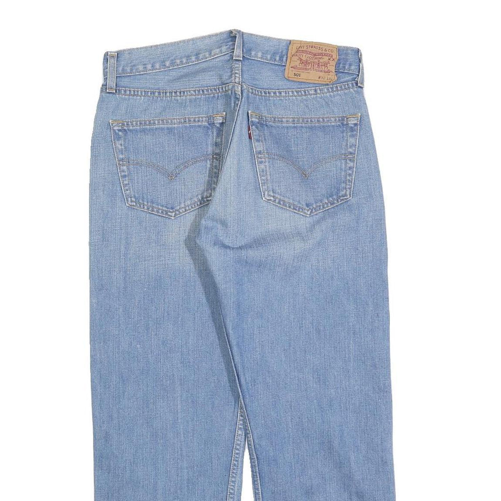 LEVI'S 501 Mens Jeans Blue Regular Straight Denim Light W32 L26 Button Closure