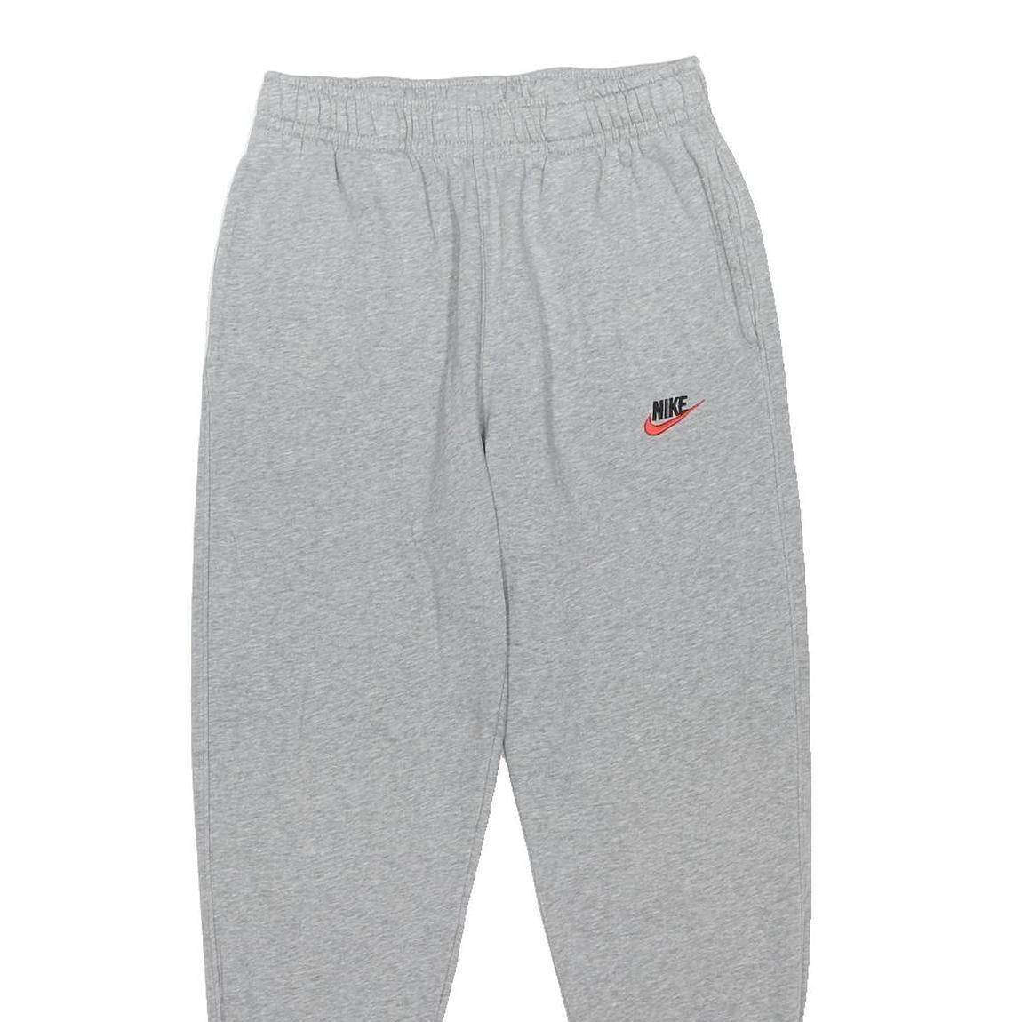 NIKE Mens Joggers Grey Cotton Blend Regular Fit Tapered Leg M W28 L27