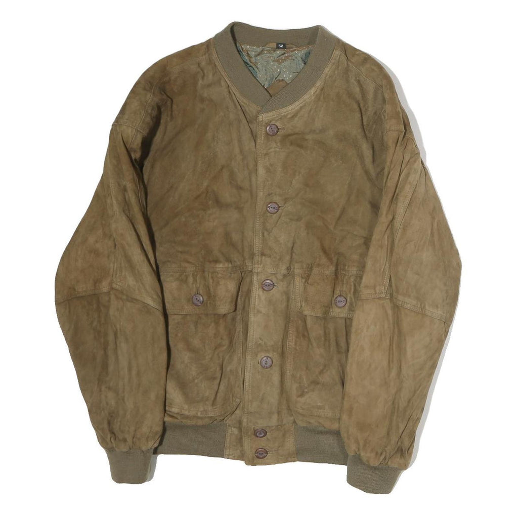 Mens Beige Button Jacket L Polyester Plain Casual Classic Button Closure