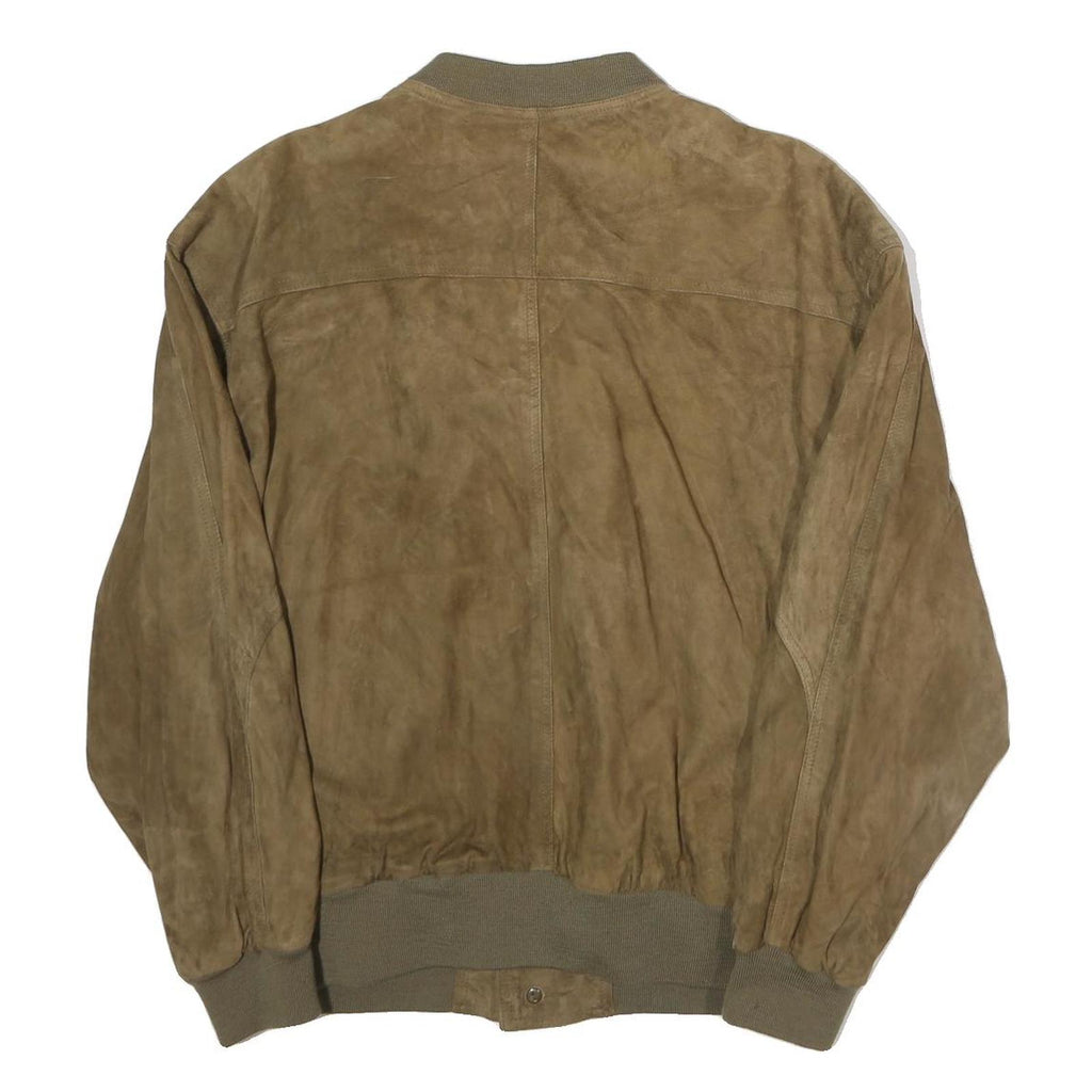 Mens Beige Button Jacket L Polyester Plain Casual Classic Button Closure