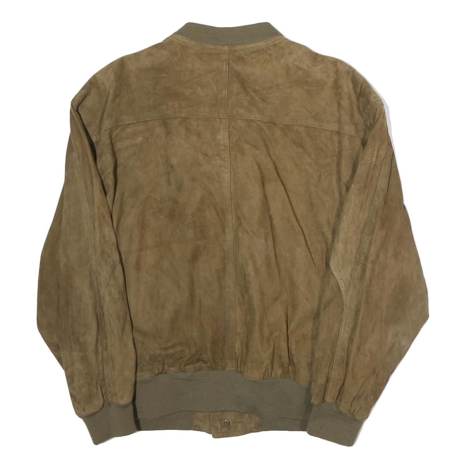 Mens Beige Button Jacket L Polyester Plain Casual Classic Button Closure