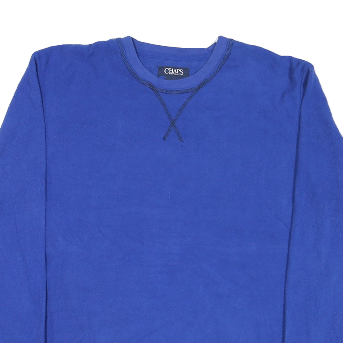 CHAPS Mens Blue Plain Jumper Crew Neck Basic Knit M Casual Polyester Blend