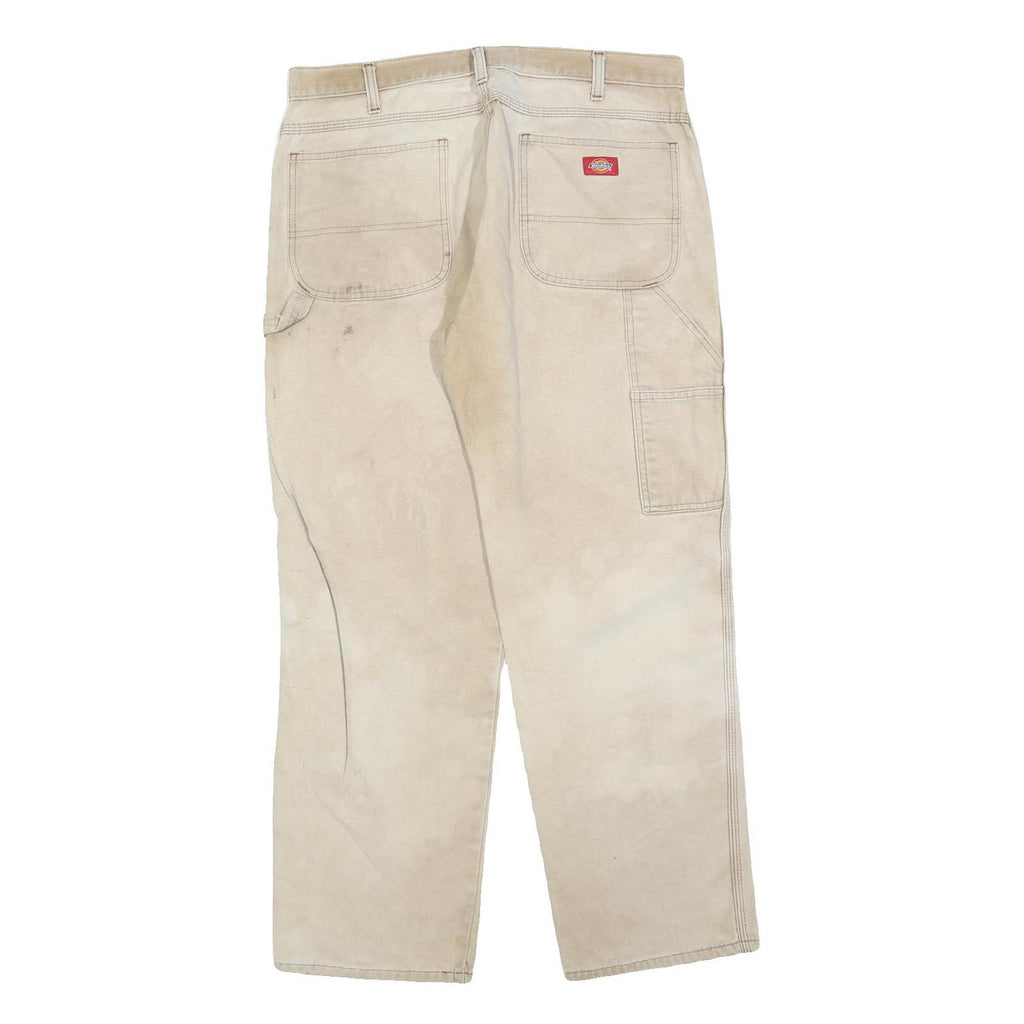 DICKIES Mens Jeans Beige Relaxed Straight Cotton Blend W36 L32 Workwear Utility