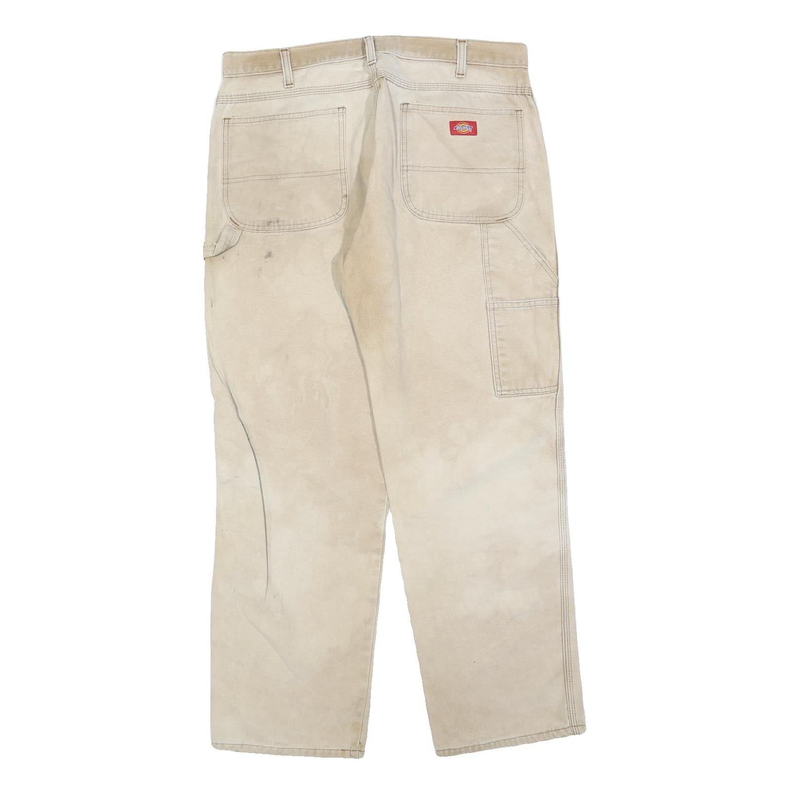 DICKIES Mens Jeans Beige Relaxed Straight Cotton Blend W36 L32 Workwear Utility