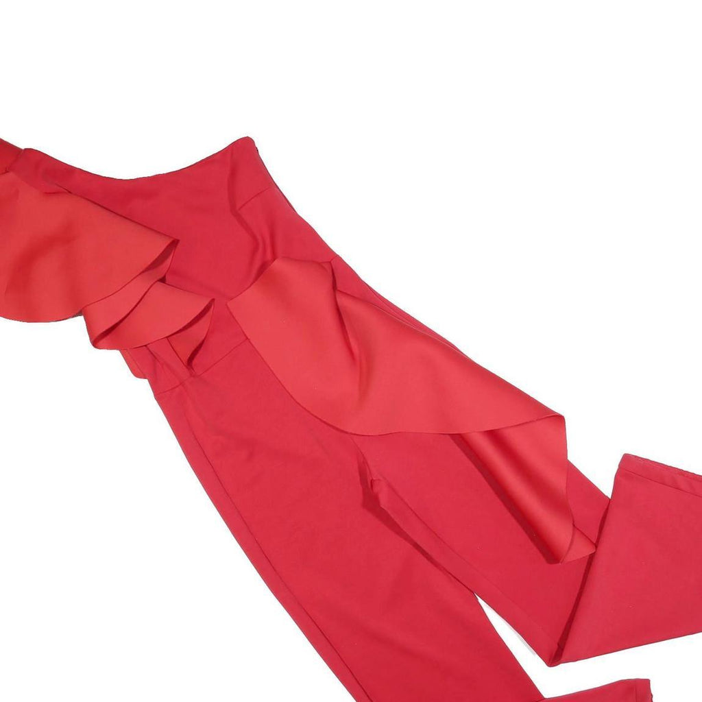 TRUE VIOLET Womens Red Playsuit UK 10 Polyester Blend Ruffle Trim Sleeveless