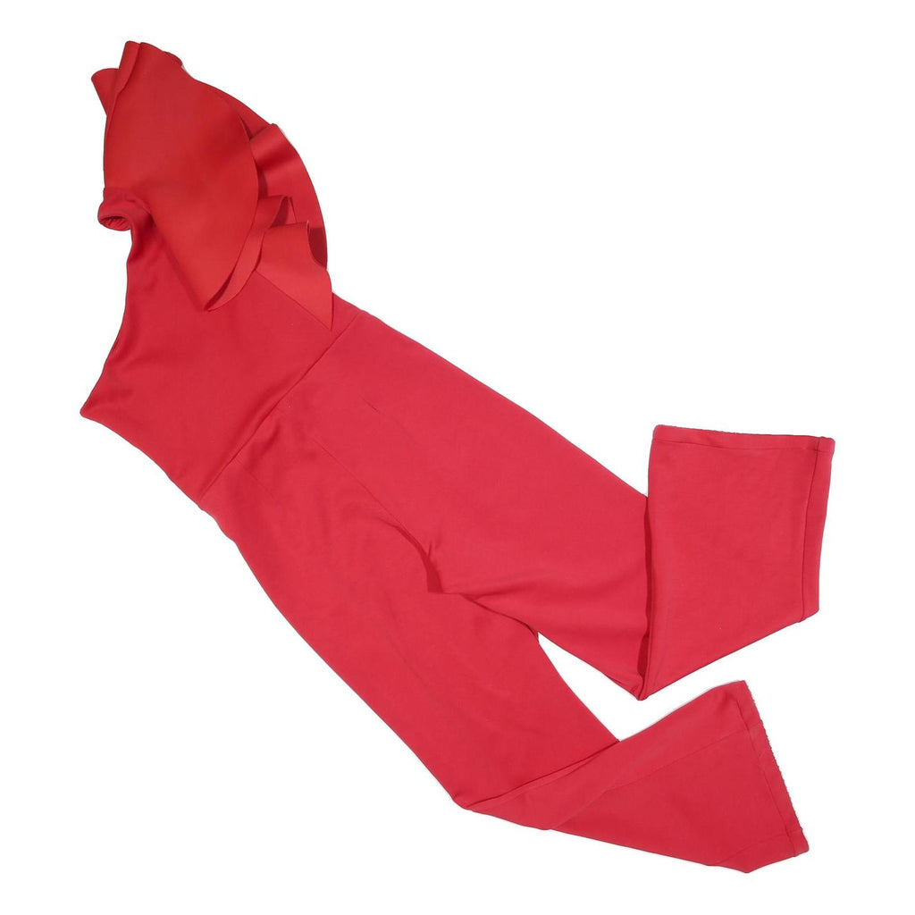 TRUE VIOLET Womens Red Playsuit UK 10 Polyester Blend Ruffle Trim Sleeveless