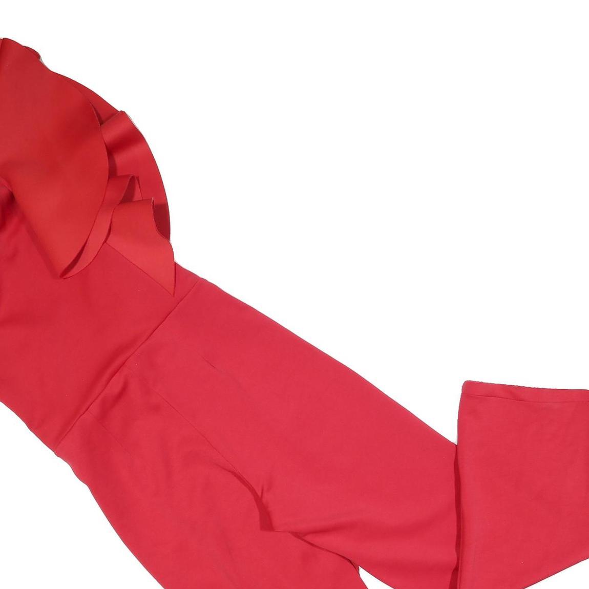 TRUE VIOLET Womens Red Playsuit UK 10 Polyester Blend Ruffle Trim Sleeveless