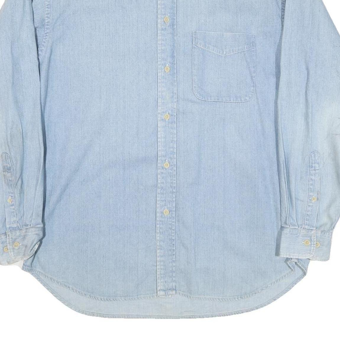 REPUBLIC Mens Blue Denim Shirt M Casual Cotton Blend Long Sleeve Button