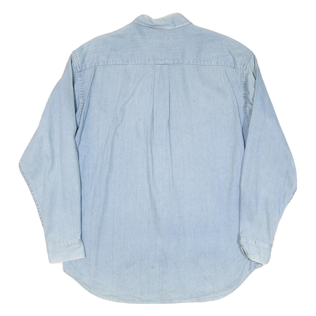 REPUBLIC Mens Blue Denim Shirt M Casual Cotton Blend Long Sleeve Button