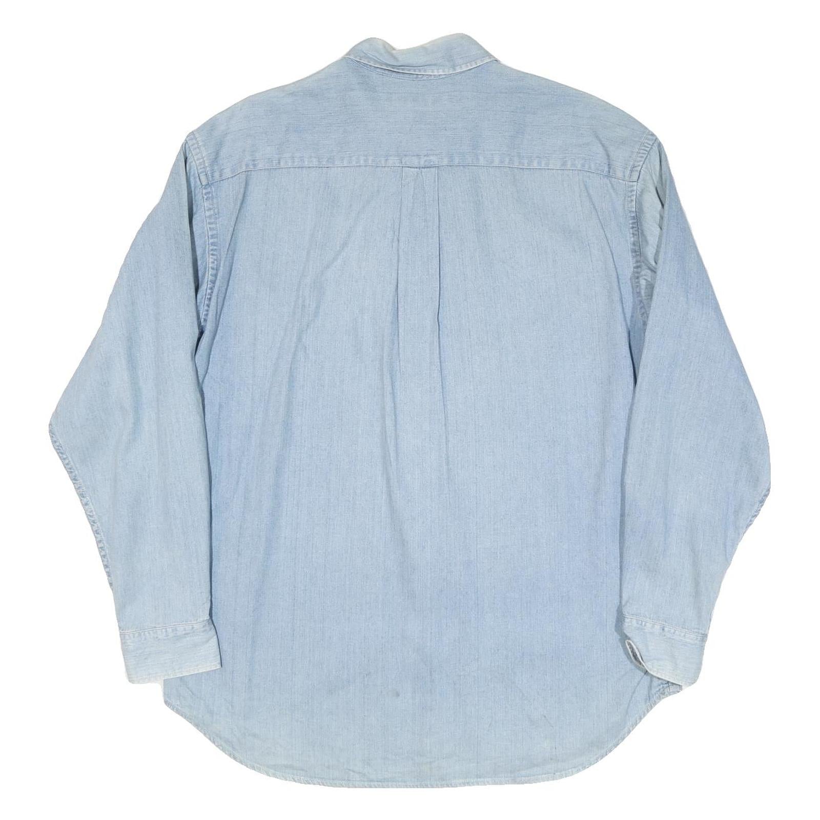 REPUBLIC Mens Blue Denim Shirt M Casual Cotton Blend Long Sleeve Button