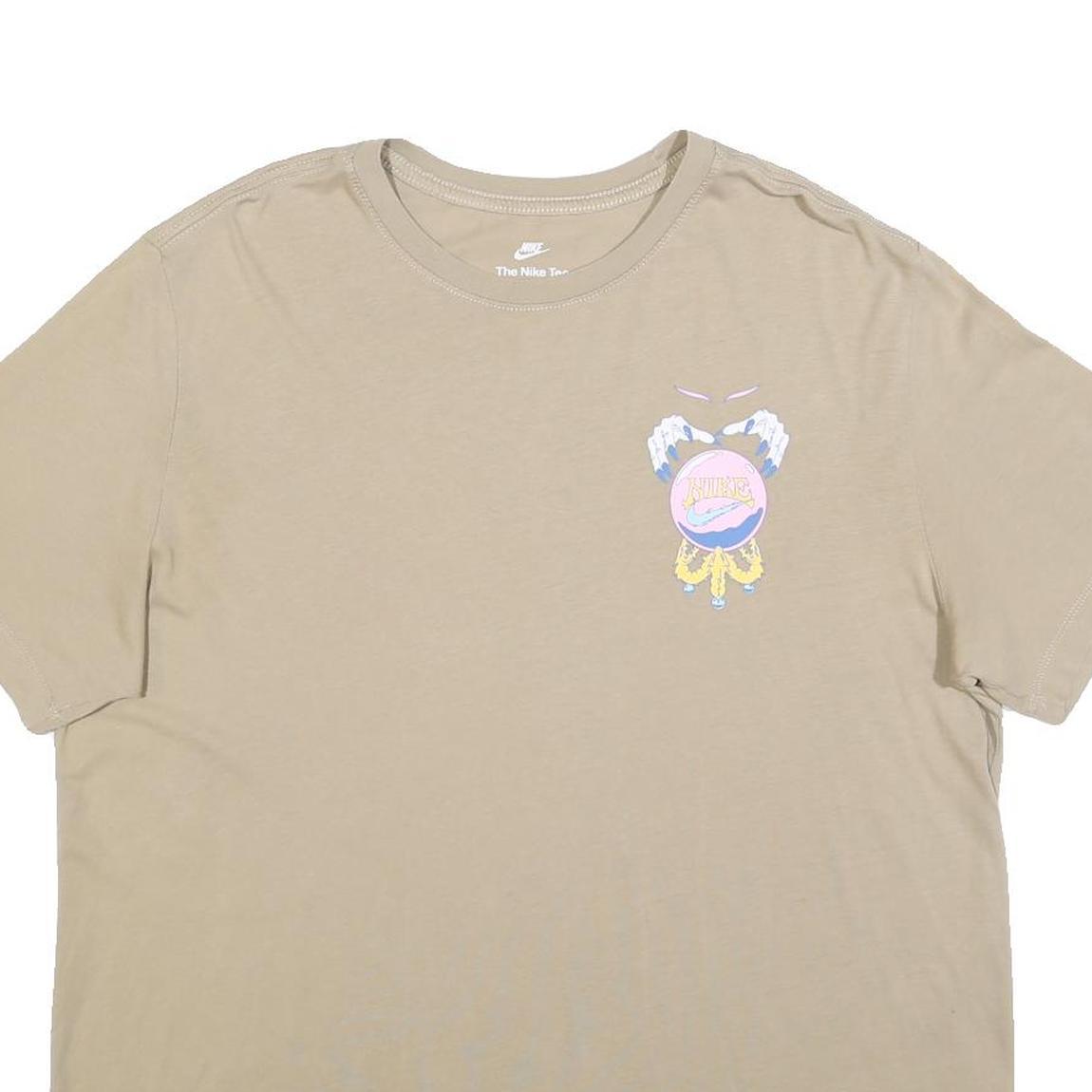 NIKE Mens Beige Graphic T-Shirt XL Short Sleeve Crew Neck Cotton Casual