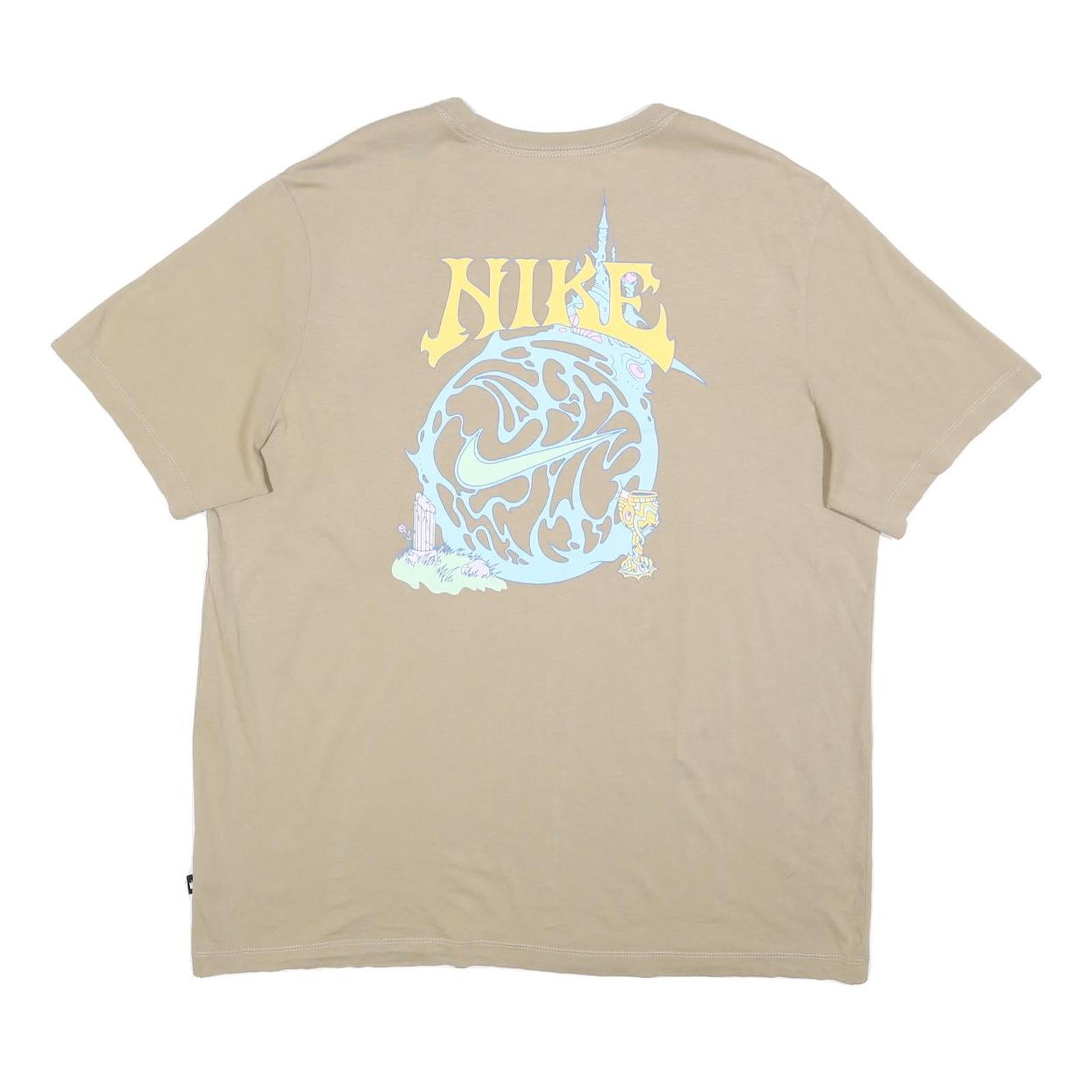 NIKE Mens Beige Graphic T-Shirt XL Short Sleeve Crew Neck Cotton Casual