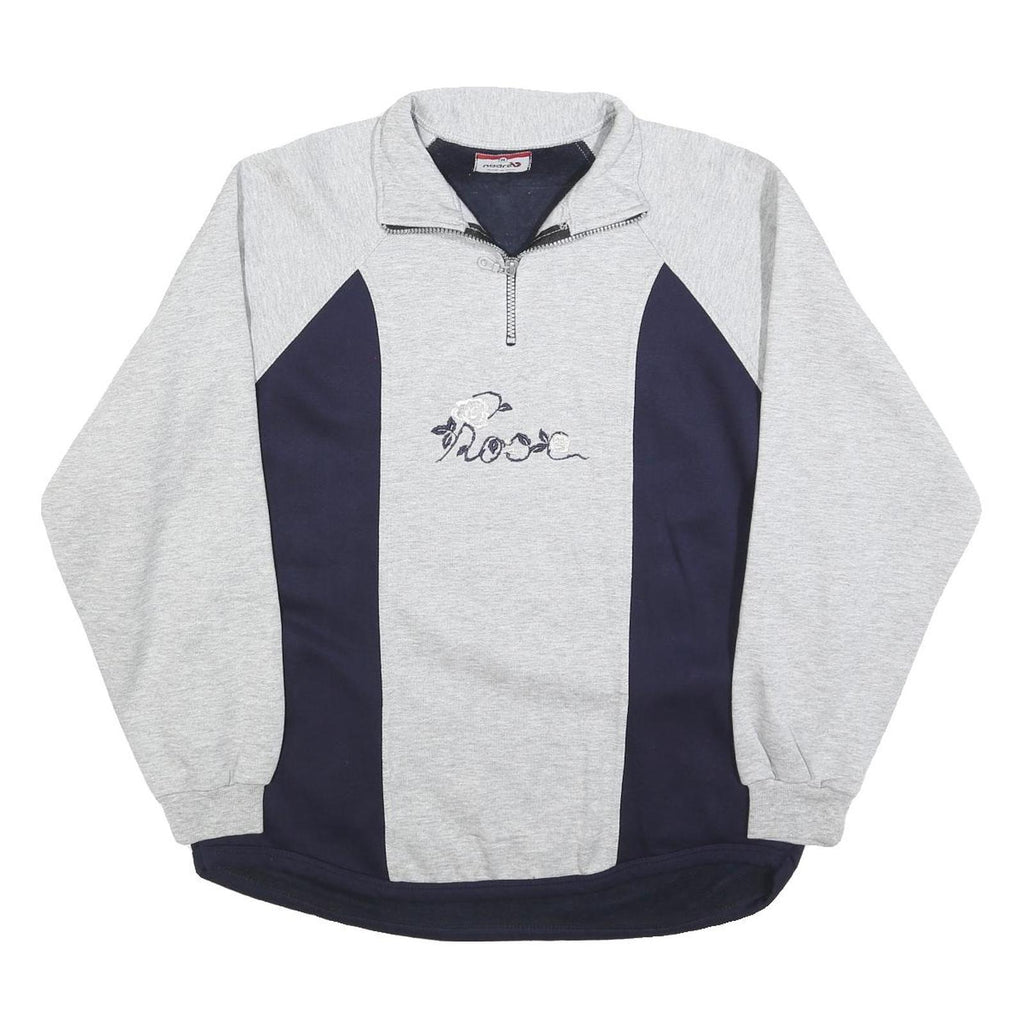 NODREX Mens Grey & Navy Half Zip M Sweatshirt Cotton Blend Casual Pullover