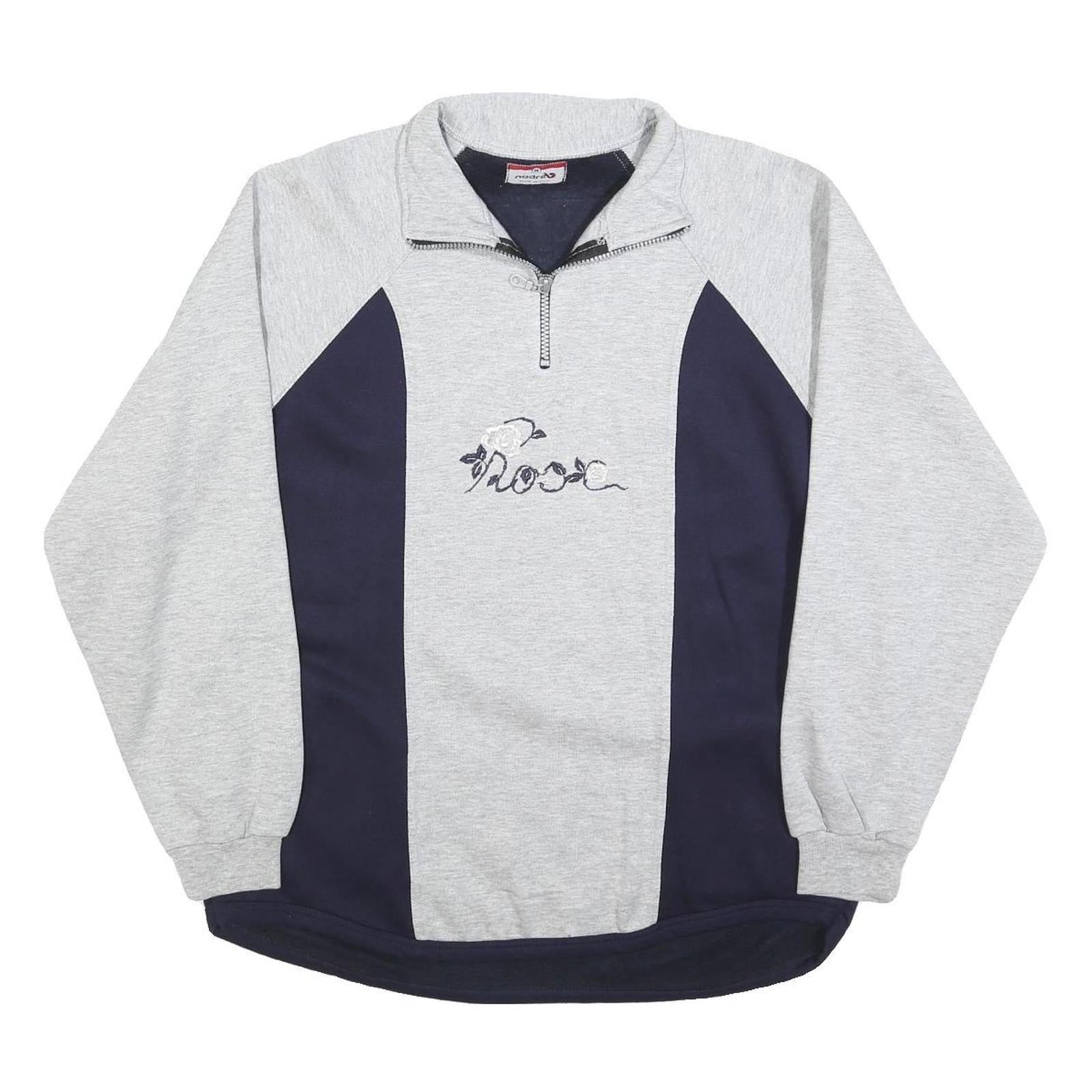 NODREX Mens Grey & Navy Half Zip M Sweatshirt Cotton Blend Casual Pullover