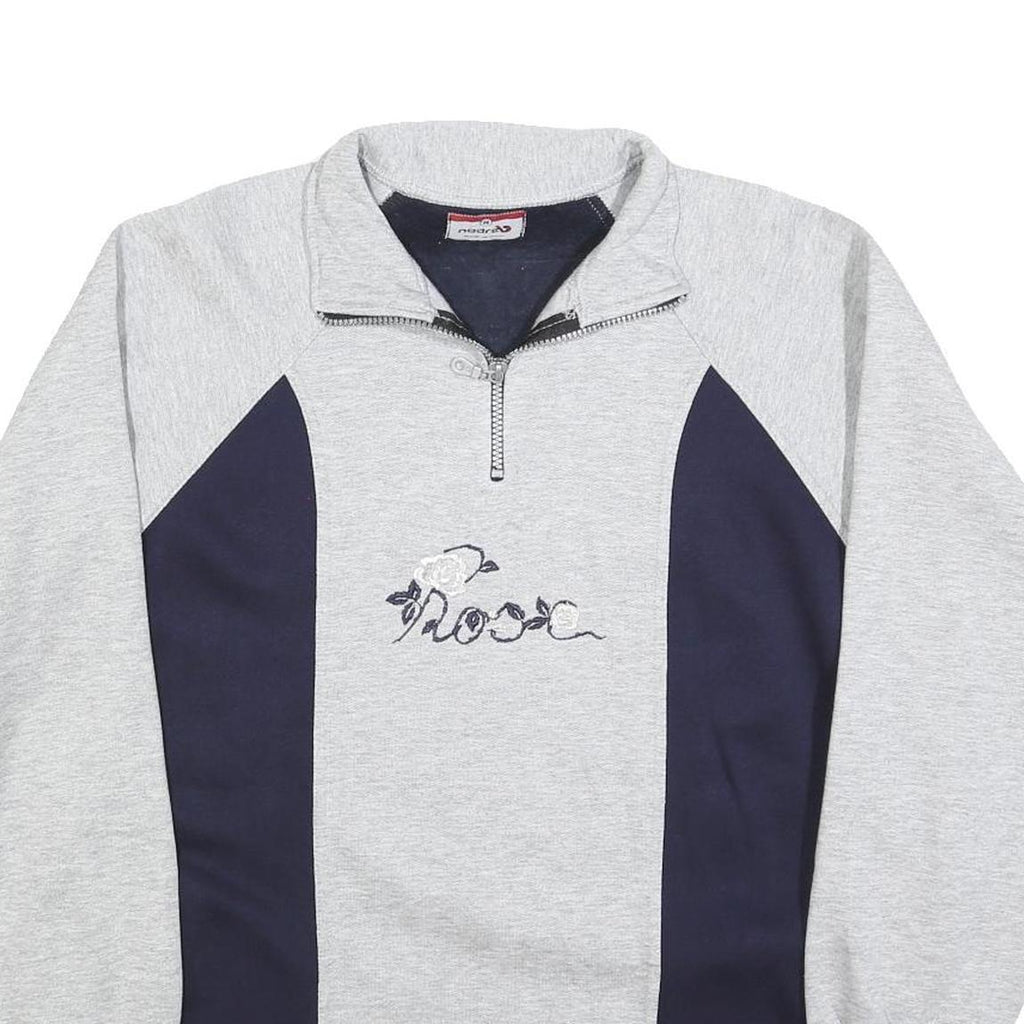 NODREX Mens Grey & Navy Half Zip M Sweatshirt Cotton Blend Casual Pullover