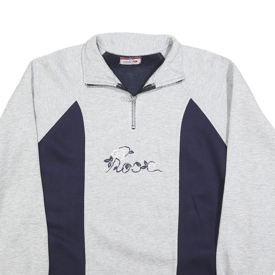 NODREX Mens Grey & Navy Half Zip M Sweatshirt Cotton Blend Casual Pullover