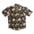 NATURAL ISSUE Mens Black & Brown Floral Cotton Shirt S Casual Hawaiian Style