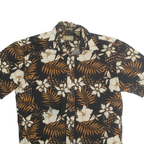 NATURAL ISSUE Mens Black & Brown Floral Cotton Shirt S Casual Hawaiian Style