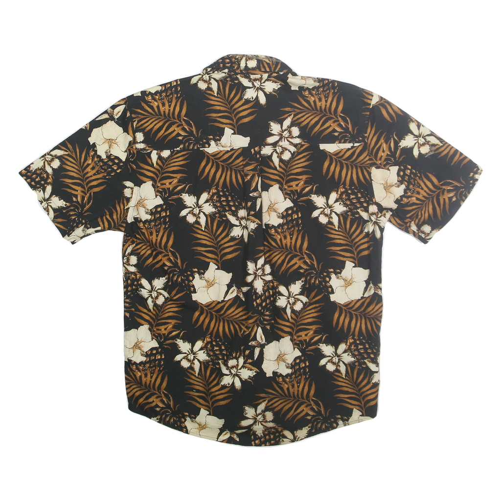 NATURAL ISSUE Mens Black & Brown Floral Cotton Shirt S Casual Hawaiian Style
