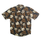 NATURAL ISSUE Mens Black & Brown Floral Cotton Shirt S Casual Hawaiian Style