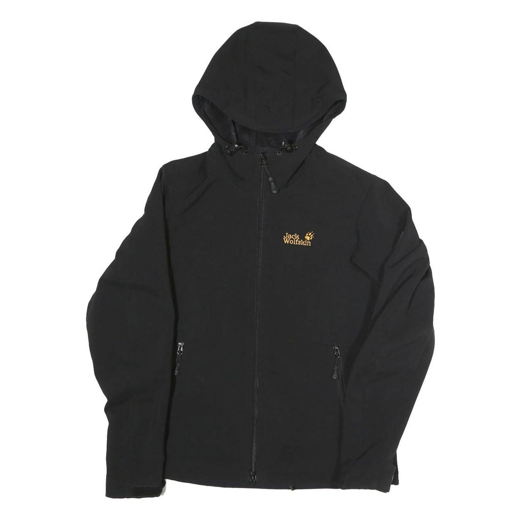 JACK WOLFSKIN Womens Black Outdoor Jacket UK 10 Polyester Blend Zip Hooded