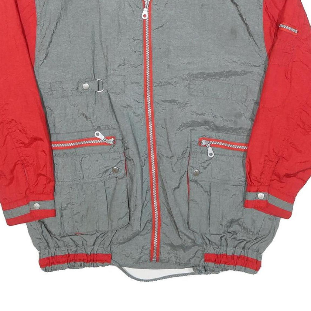 REDDY Mens Grey & Red Zip Nylon Jacket M Lightweight Casual Sports Outerwear