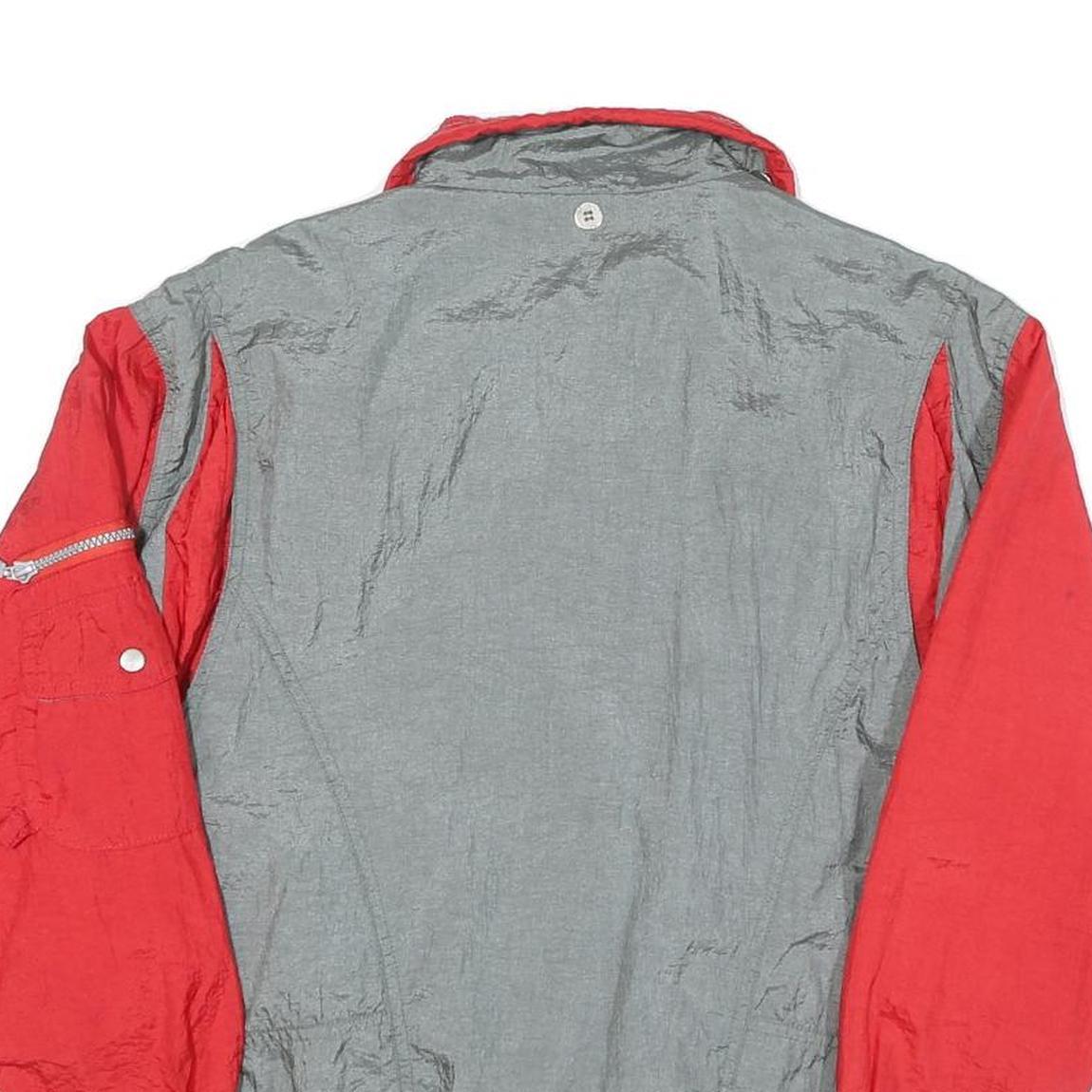 REDDY Mens Grey & Red Zip Nylon Jacket M Lightweight Casual Sports Outerwear