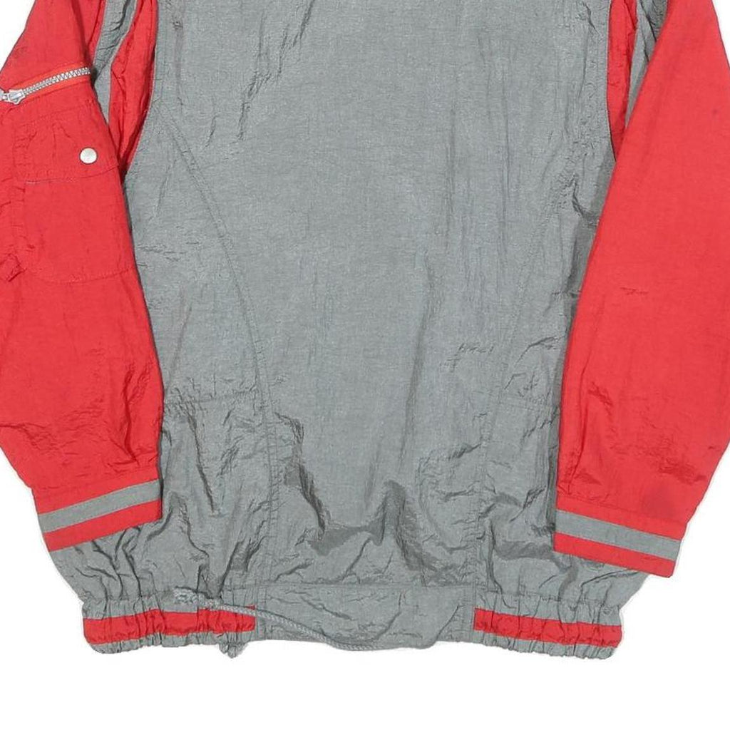 REDDY Mens Grey & Red Zip Nylon Jacket M Lightweight Casual Sports Outerwear