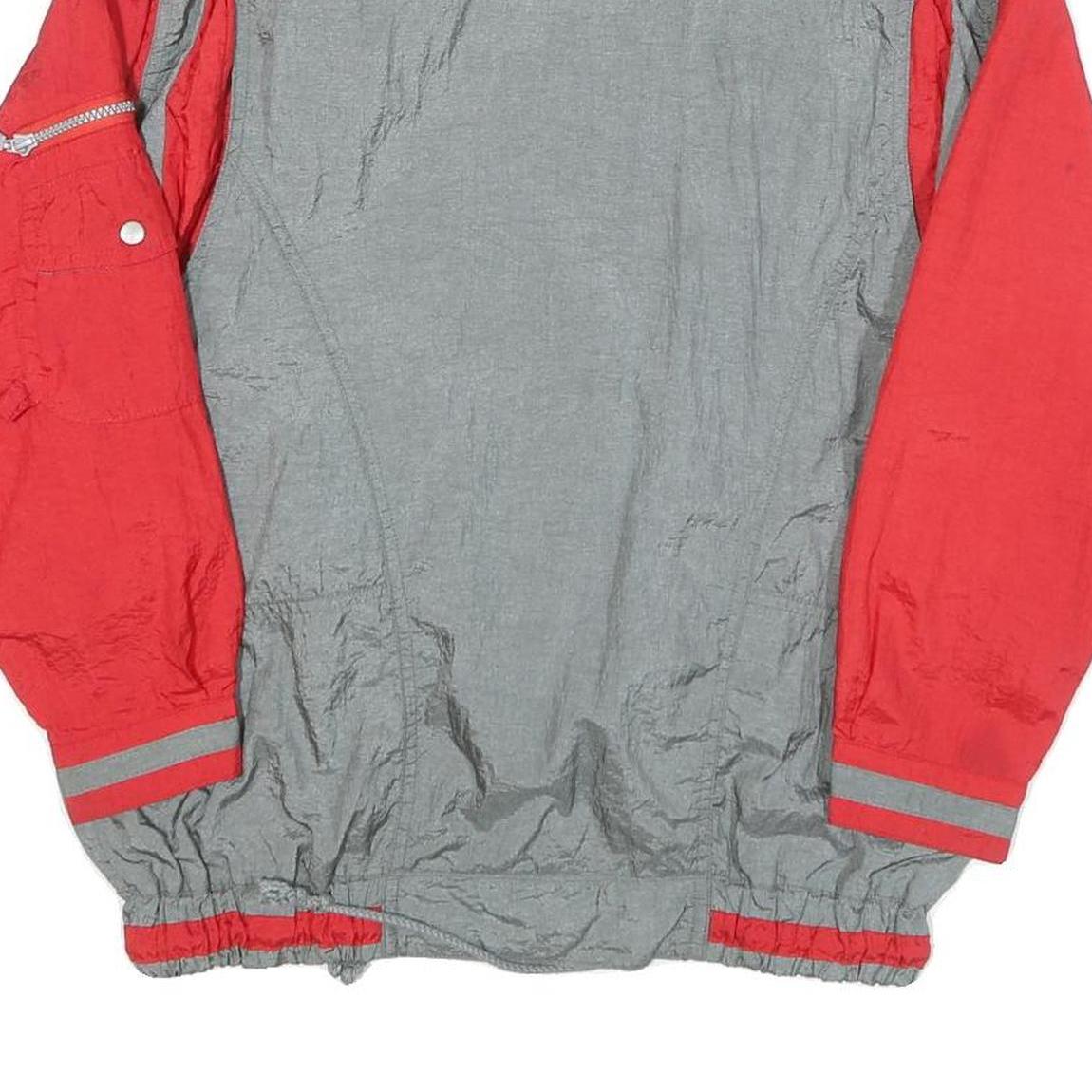 REDDY Mens Grey & Red Zip Nylon Jacket M Lightweight Casual Sports Outerwear