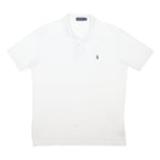 POLO RALPH LAUREN Mens White Polo Shirt Short Sleeve L Cotton Blend Classic Fit