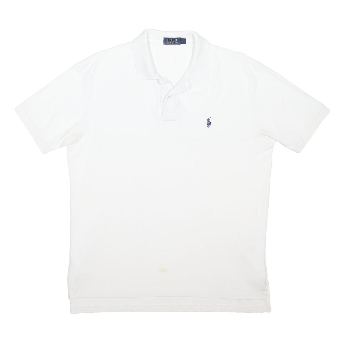 POLO RALPH LAUREN Mens White Polo Shirt Short Sleeve L Cotton Blend Classic Fit