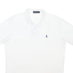 POLO RALPH LAUREN Mens White Polo Shirt Short Sleeve L Cotton Blend Classic Fit