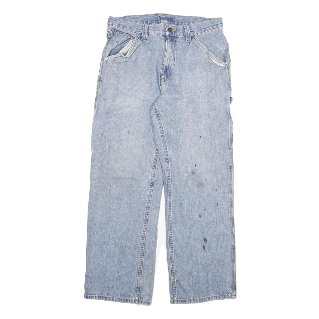 DICKIES Mens Regular Fit Light Blue Denim Jeans W32 L29 Carpenter Style Zip