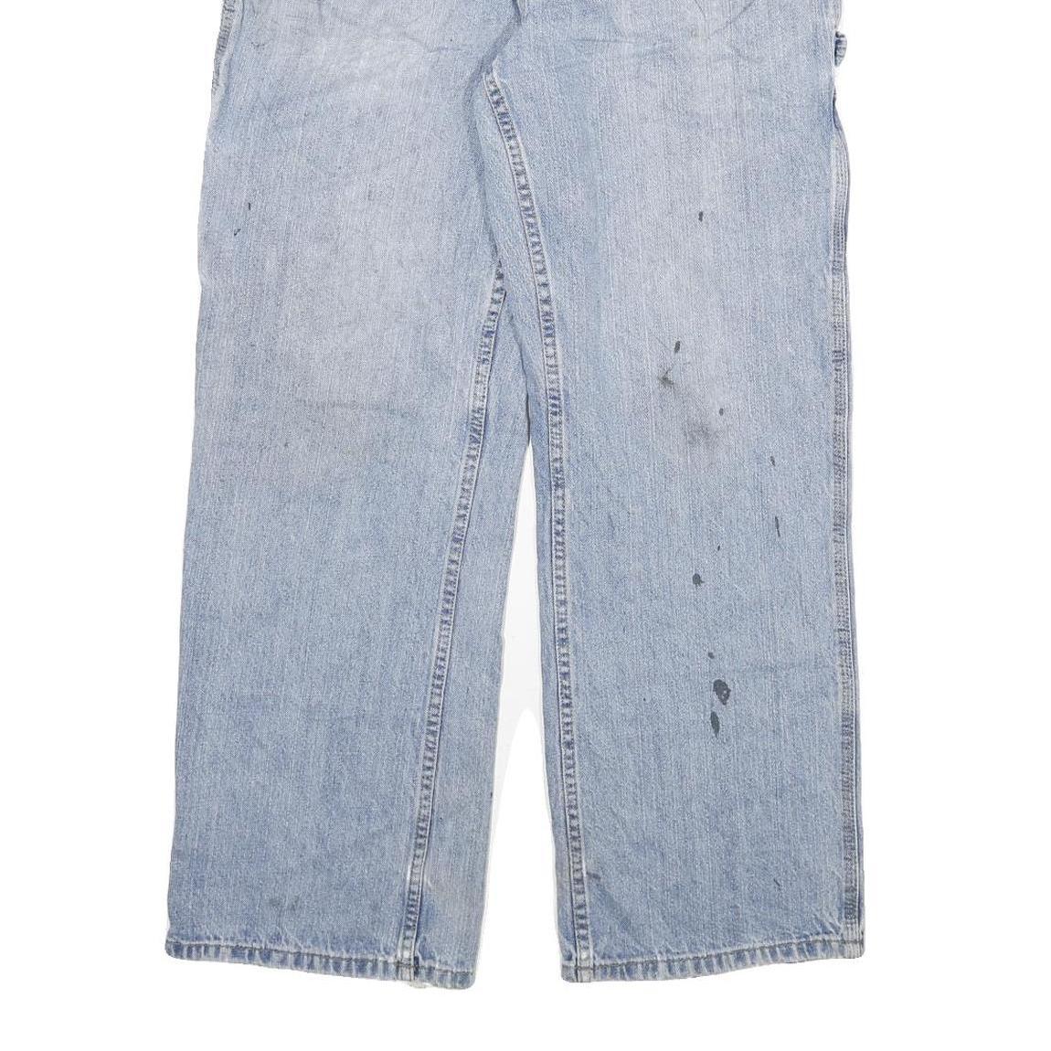 DICKIES Mens Regular Fit Light Blue Denim Jeans W32 L29 Carpenter Style Zip