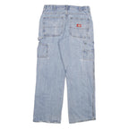 DICKIES Mens Regular Fit Light Blue Denim Jeans W32 L29 Carpenter Style Zip