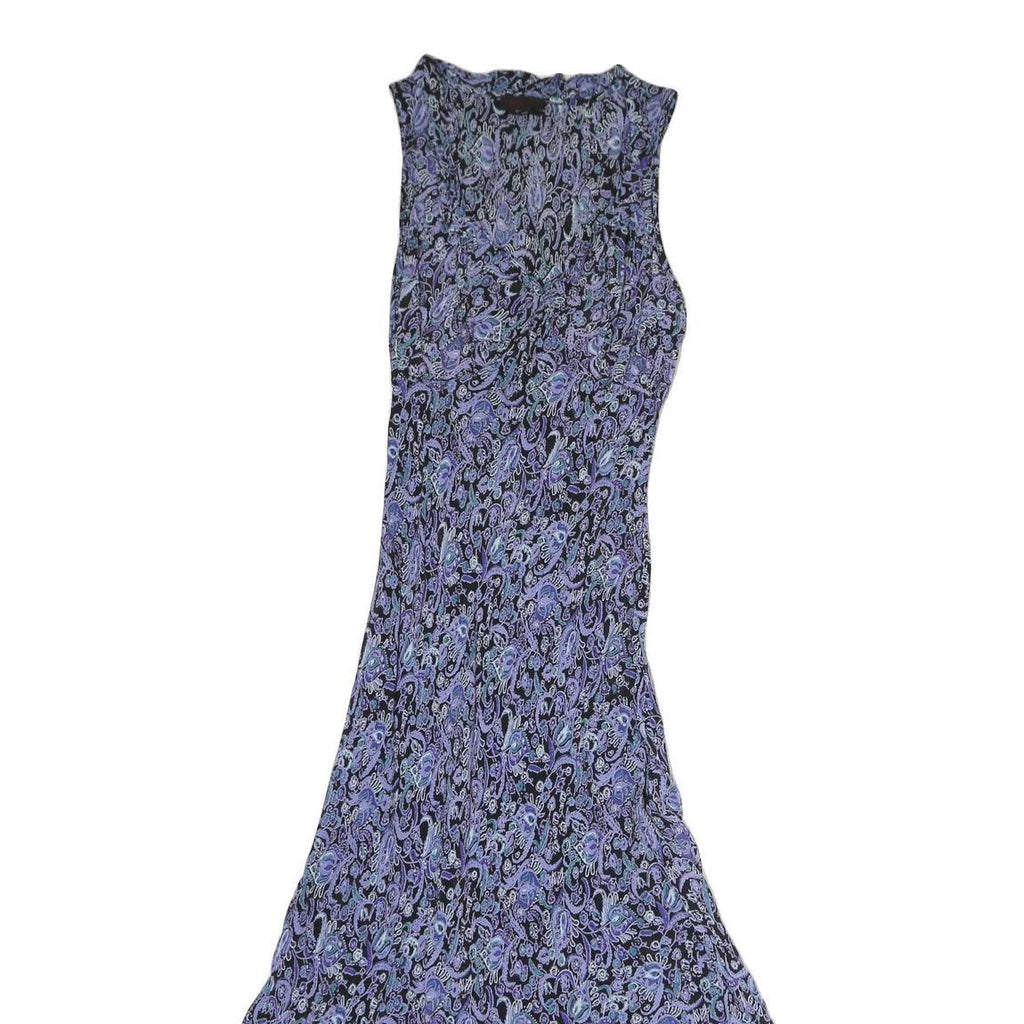 ROUGE Womens Black & Purple Floral Maxi Dress Polyester Sleeveless M Elegant