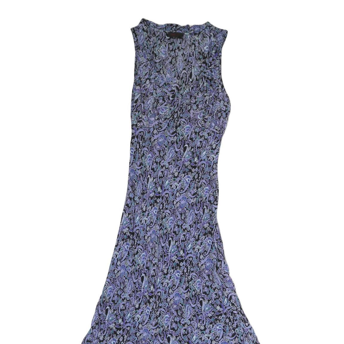 ROUGE Womens Black & Purple Floral Maxi Dress Polyester Sleeveless M Elegant