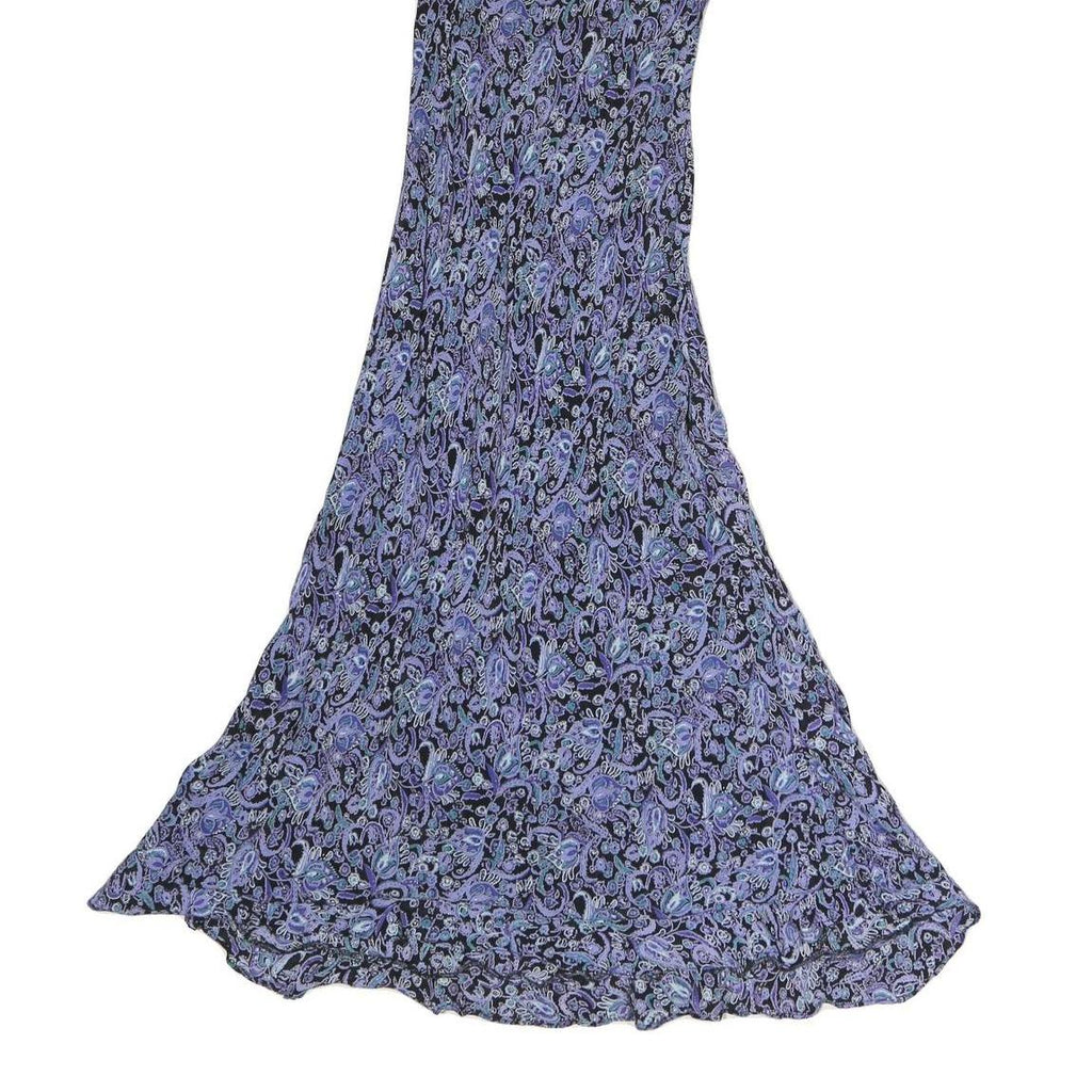 ROUGE Womens Black & Purple Floral Maxi Dress Polyester Sleeveless M Elegant