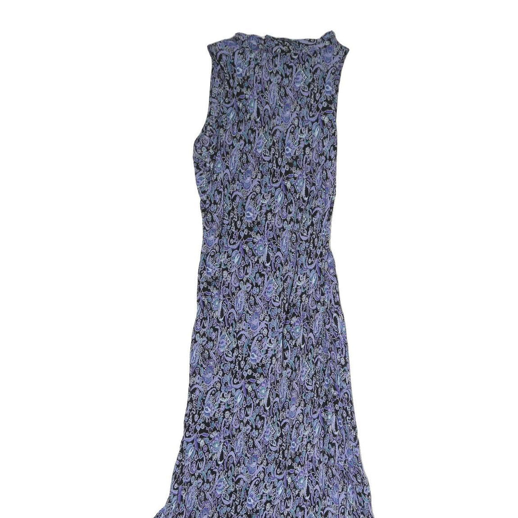 ROUGE Womens Black & Purple Floral Maxi Dress Polyester Sleeveless M Elegant