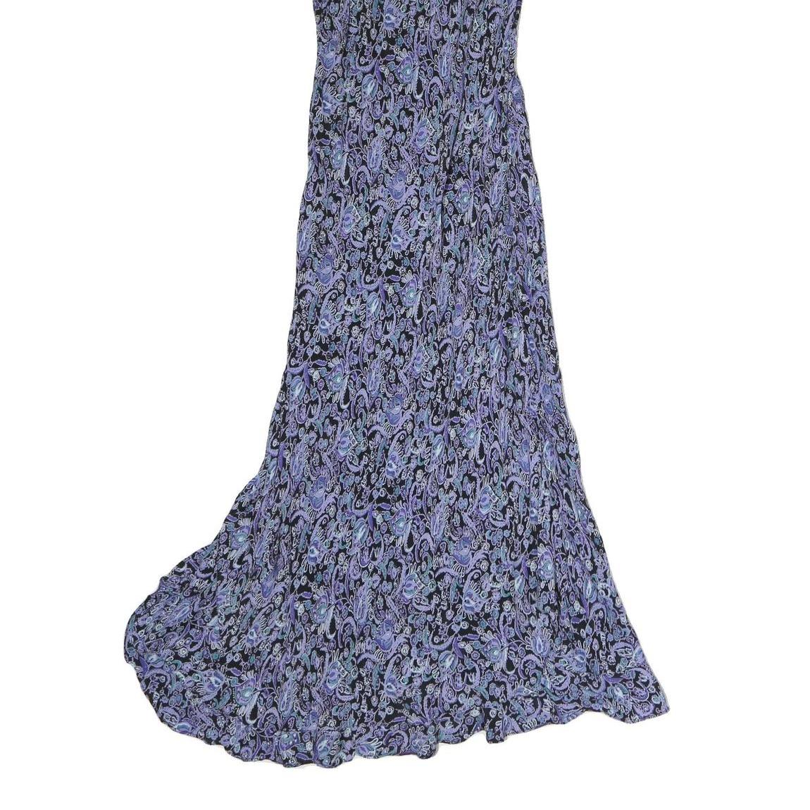 ROUGE Womens Black & Purple Floral Maxi Dress Polyester Sleeveless M Elegant