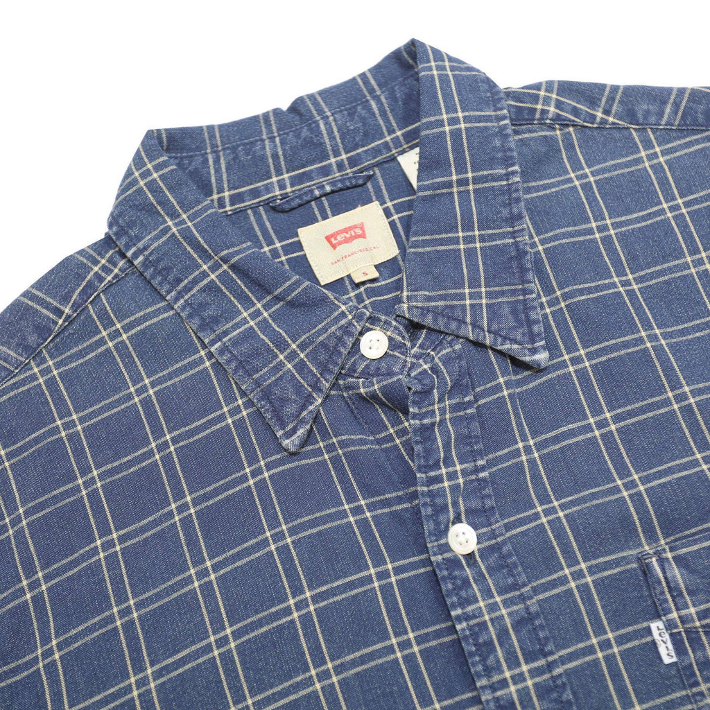 LEVI'S Mens Blue Check Shirt S Classic Cotton Long Sleeve Button Shirt