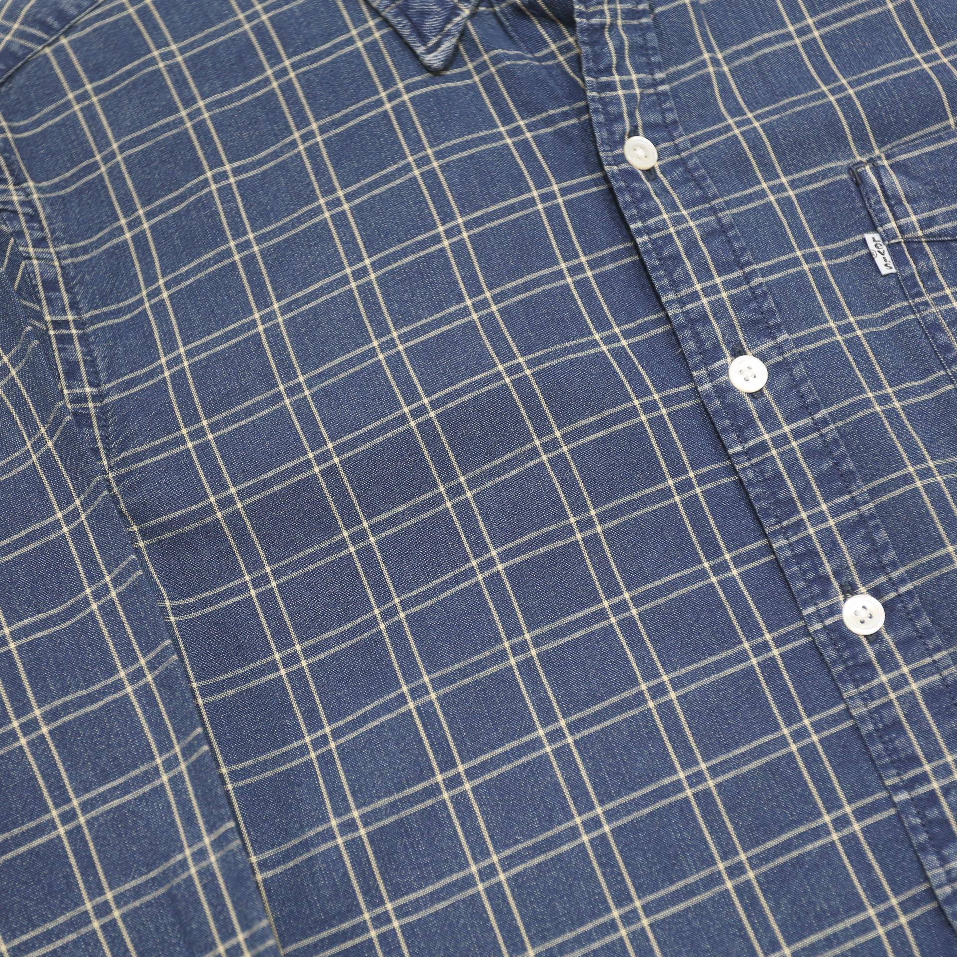 LEVI'S Mens Blue Check Shirt S Classic Cotton Long Sleeve Button Shirt