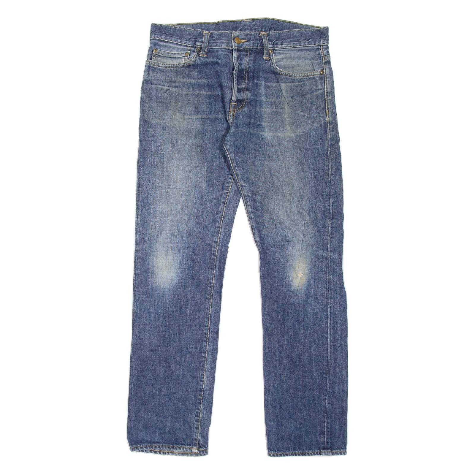 CARHARTT Workwear Mens Jeans Blue Regular Straight Stone Wash W33 L31